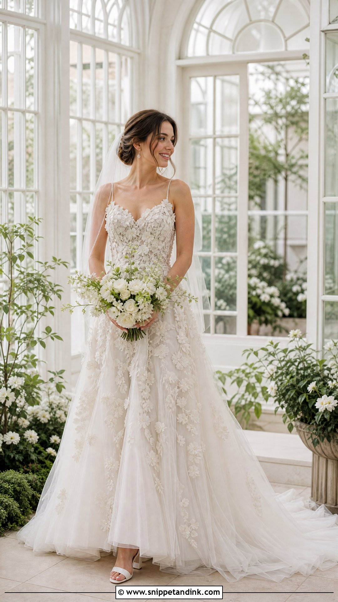Floral Applique Serpentina Wedding Gown - Snippet and Ink - 20 Serpentina Wedding Gown Ideas