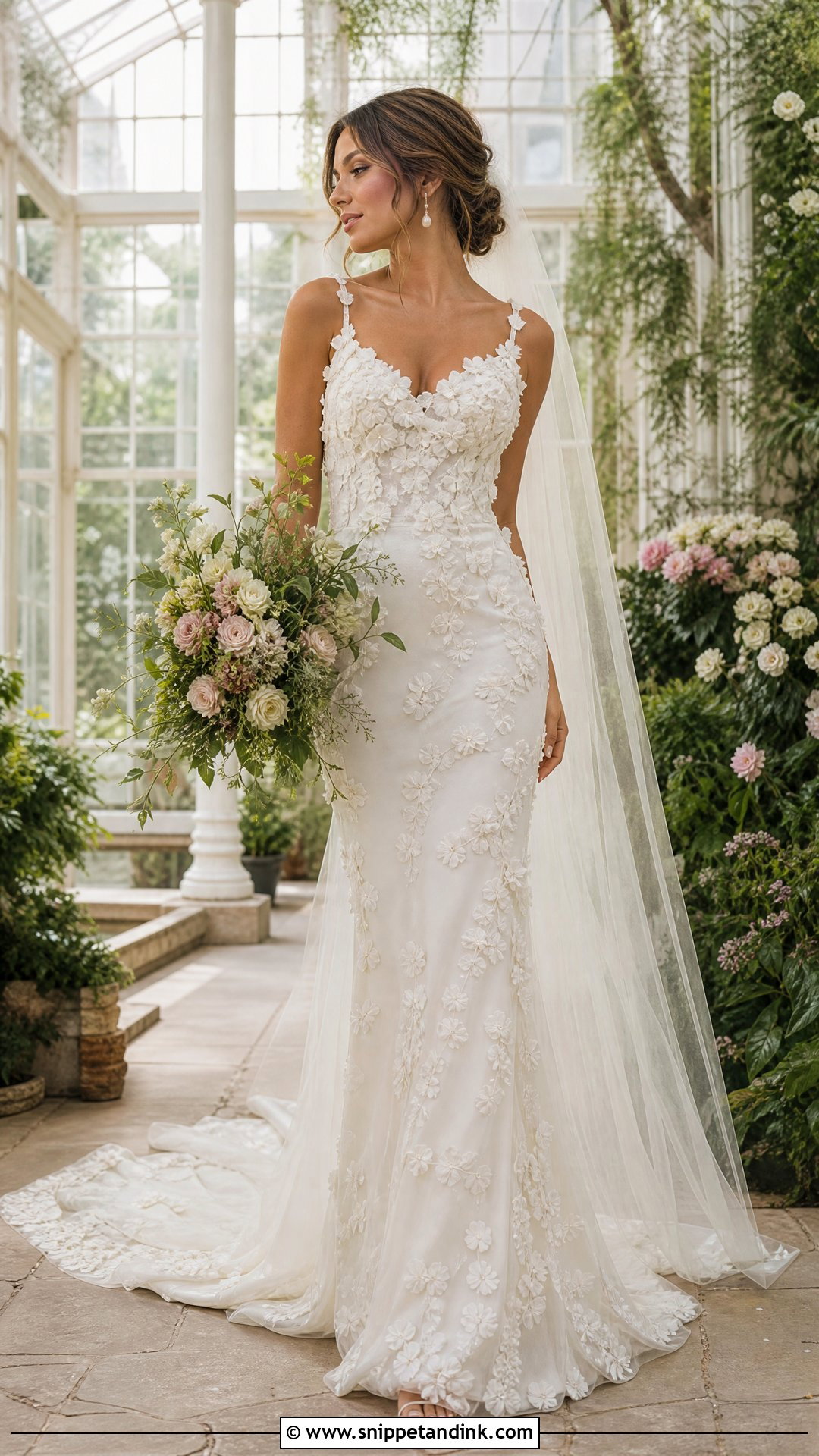 Floral Applique Sheath Wedding Dress - Snippet and Ink - 20 Sheath Wedding Dresses