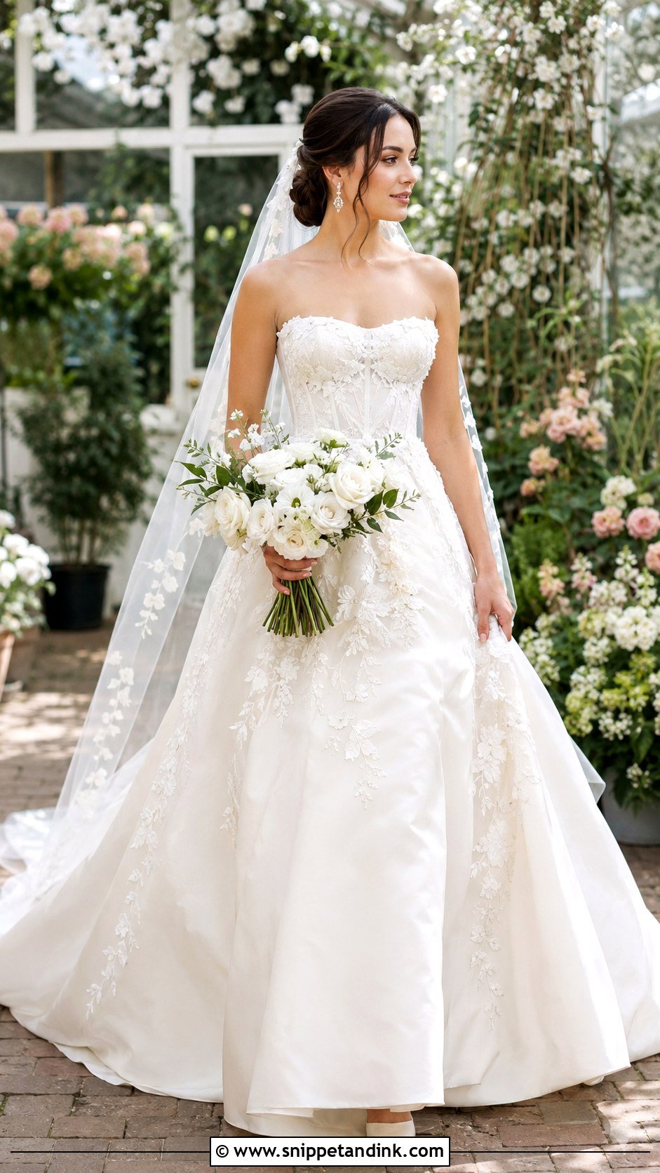 Floral Applique Silk Wedding Dress Ballgown - Snippet and Ink - 20 Silk Wedding Dress Ballgown Ideas