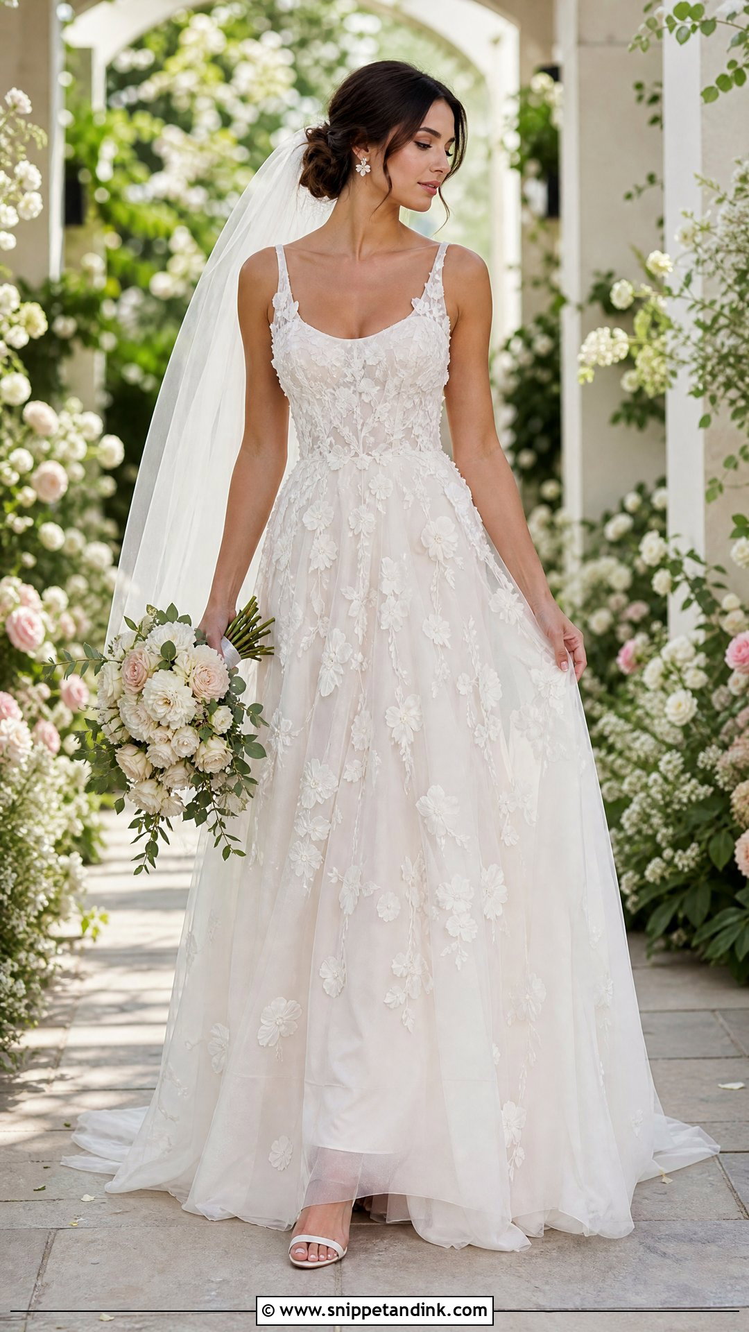 Floral Applique Skirt Wedding Dress - Snippet and Ink - 20 Skirt Wedding Dress Ideas