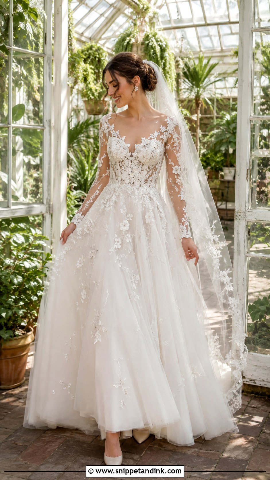 Floral Applique Sleeve Wedding Dress - Snippet and Ink - 20 Ethereal Wedding Dress with Sleeves