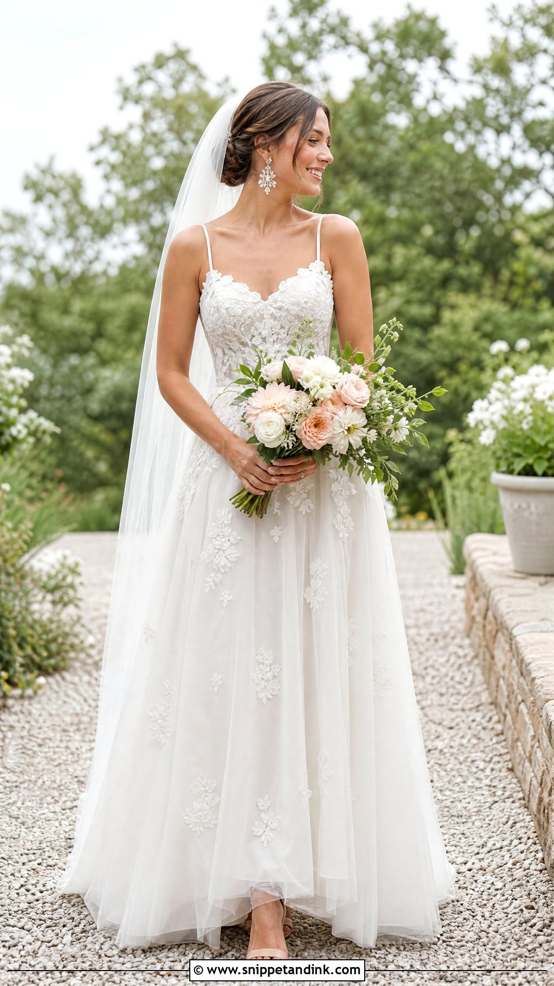 Floral Applique Spaghetti Strap Wedding Dress - Snippet and Ink - 20 Simple Spaghetti Strap Wedding Dress Ideas