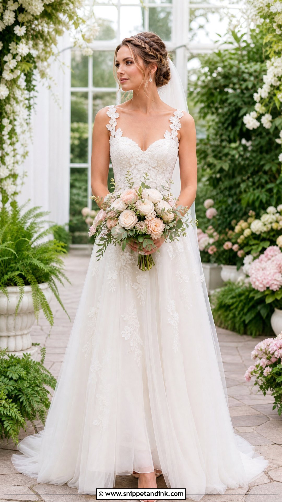Floral Applique Strap Wedding Dress - Snippet and Ink - 20 Wedding Dresses Straps