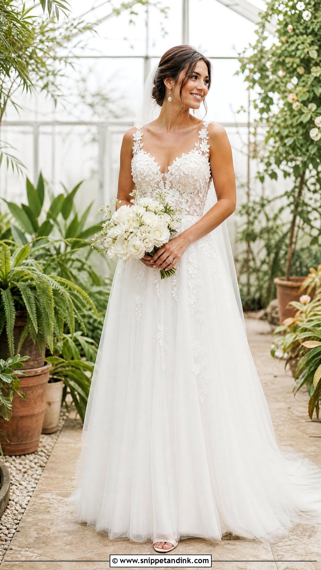 Floral Applique Strappy Wedding Dress - Snippet and Ink - 20 Strappy Wedding Dress Ideas