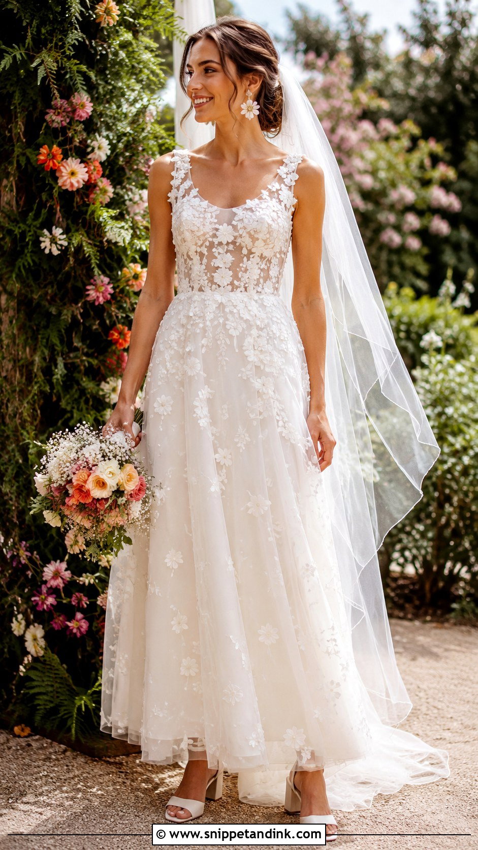 Floral Applique Summer Wedding Dress - Snippet and Ink - 20 Summer Wedding Dress for Bride Ideas