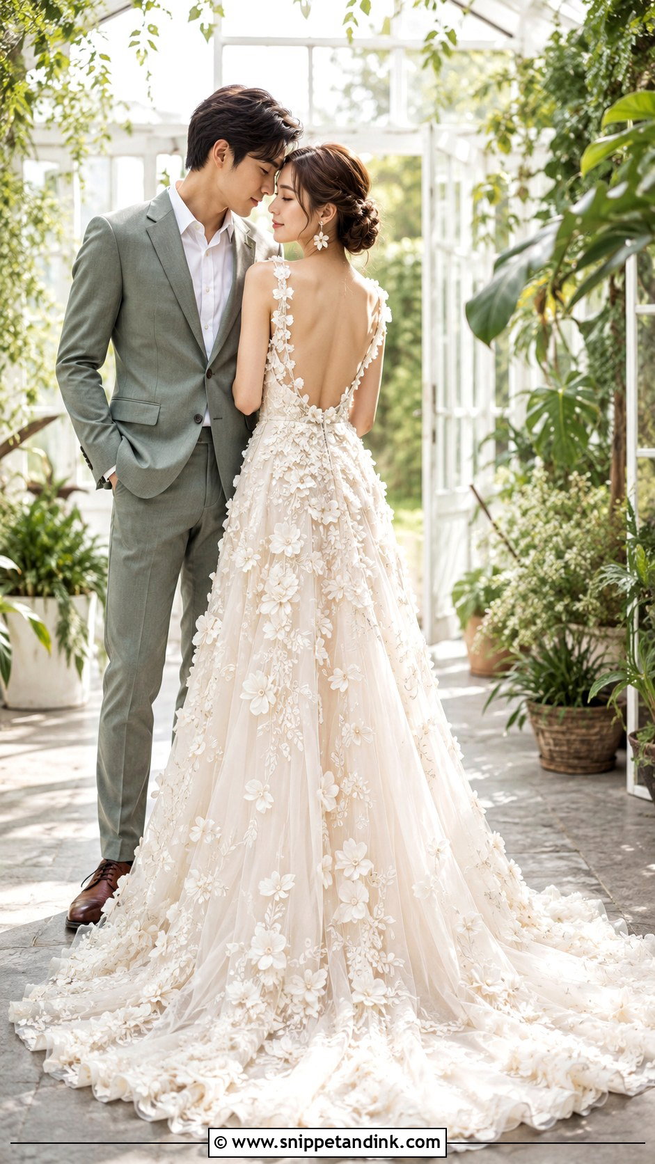 Floral Applique Tail Gown - Snippet and Ink - 20 Tail Gown for Pre Wedding Ideas