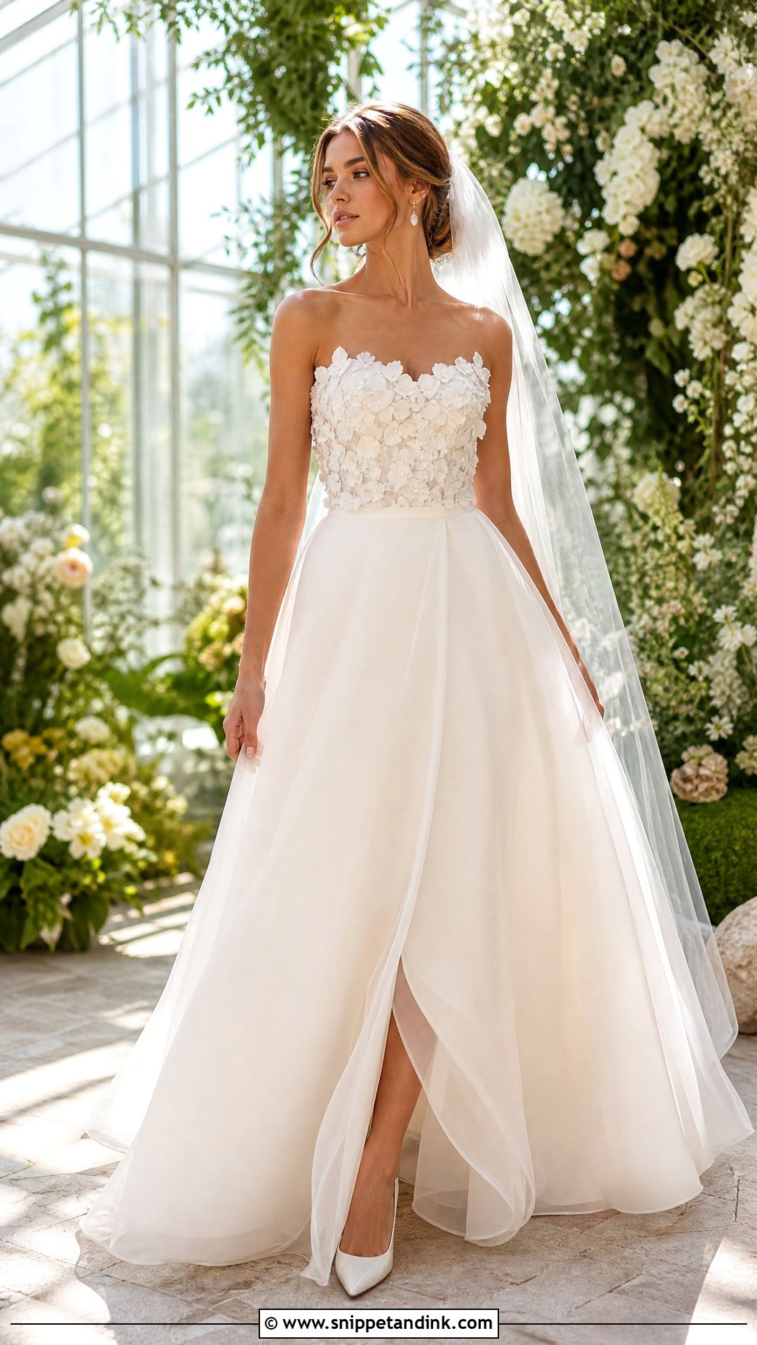Floral Applique Top And Organza Skirt Bridal Set - Snippet and Ink - 25 Bridal Two Piece Set Ideas