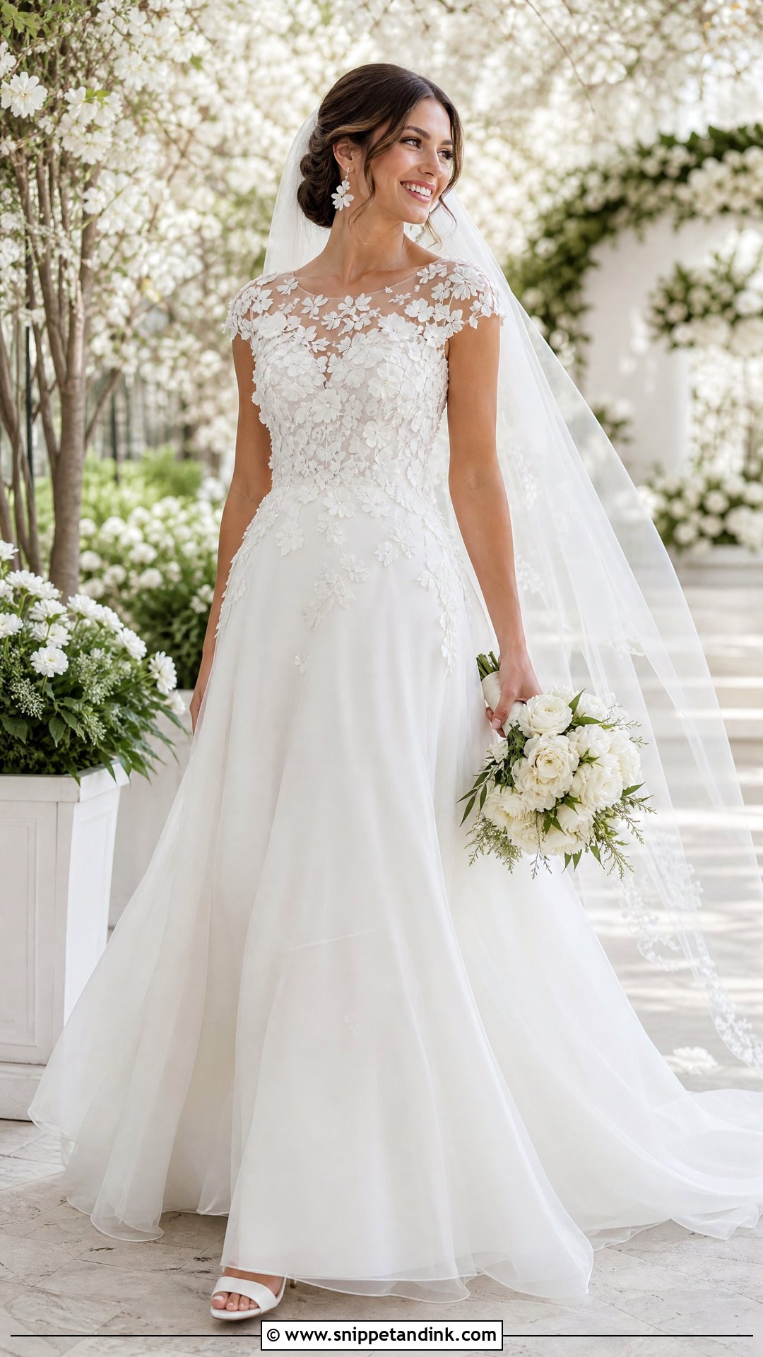 Floral Applique Top And Organza Wedding Skirt - Snippet and Ink - 20 Two Piece Wedding Dresses