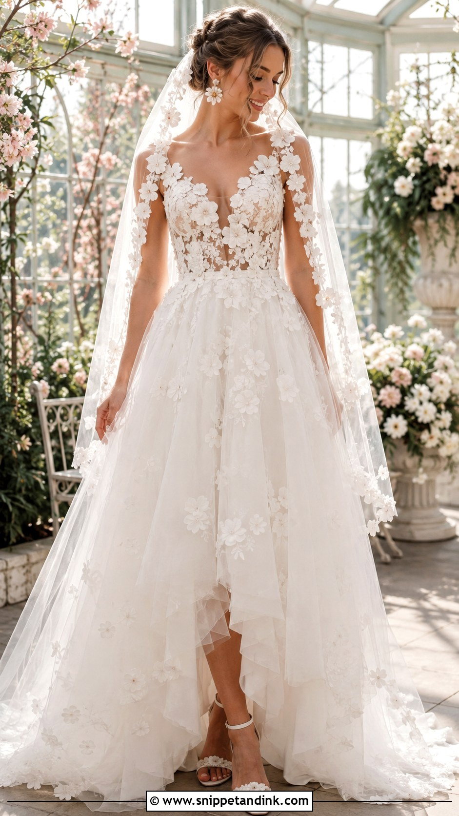Floral Applique Top and Layered Bridal Skirt - Snippet and Ink - 20 Bridal Skirt and Top Ideas