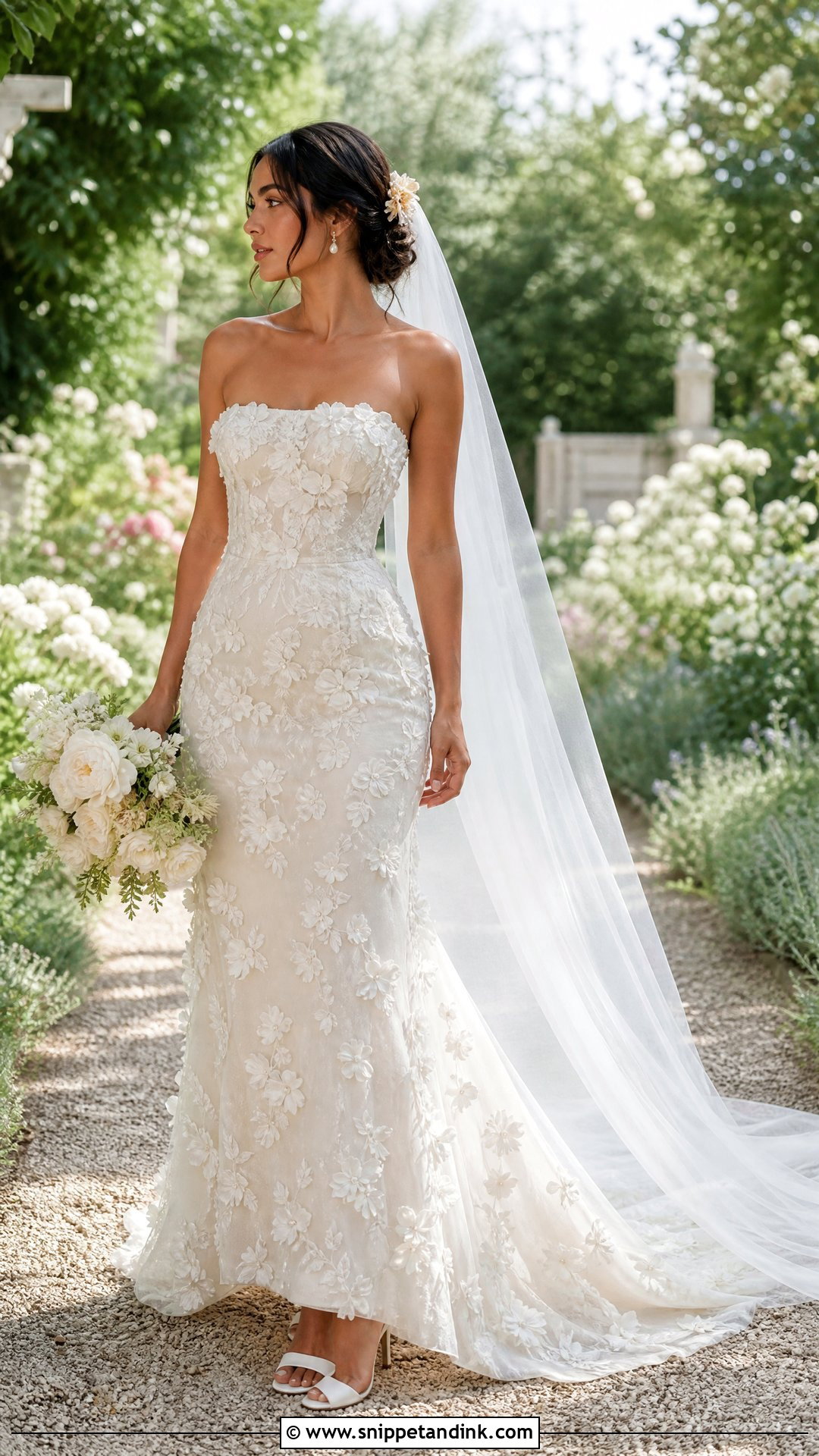 Floral Applique Tube Wedding Gown - Snippet and Ink - 20 Tube Wedding Gown Ideas