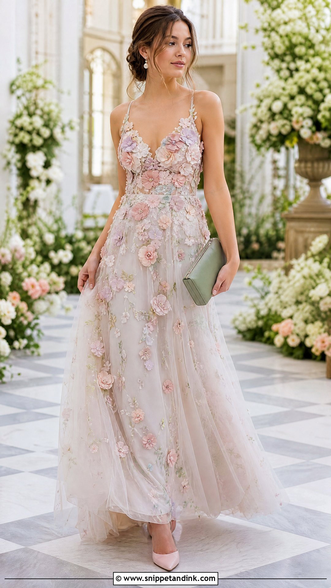 Floral Applique Tulle Gown - Snippet and Ink - 20 Tulle Gowns