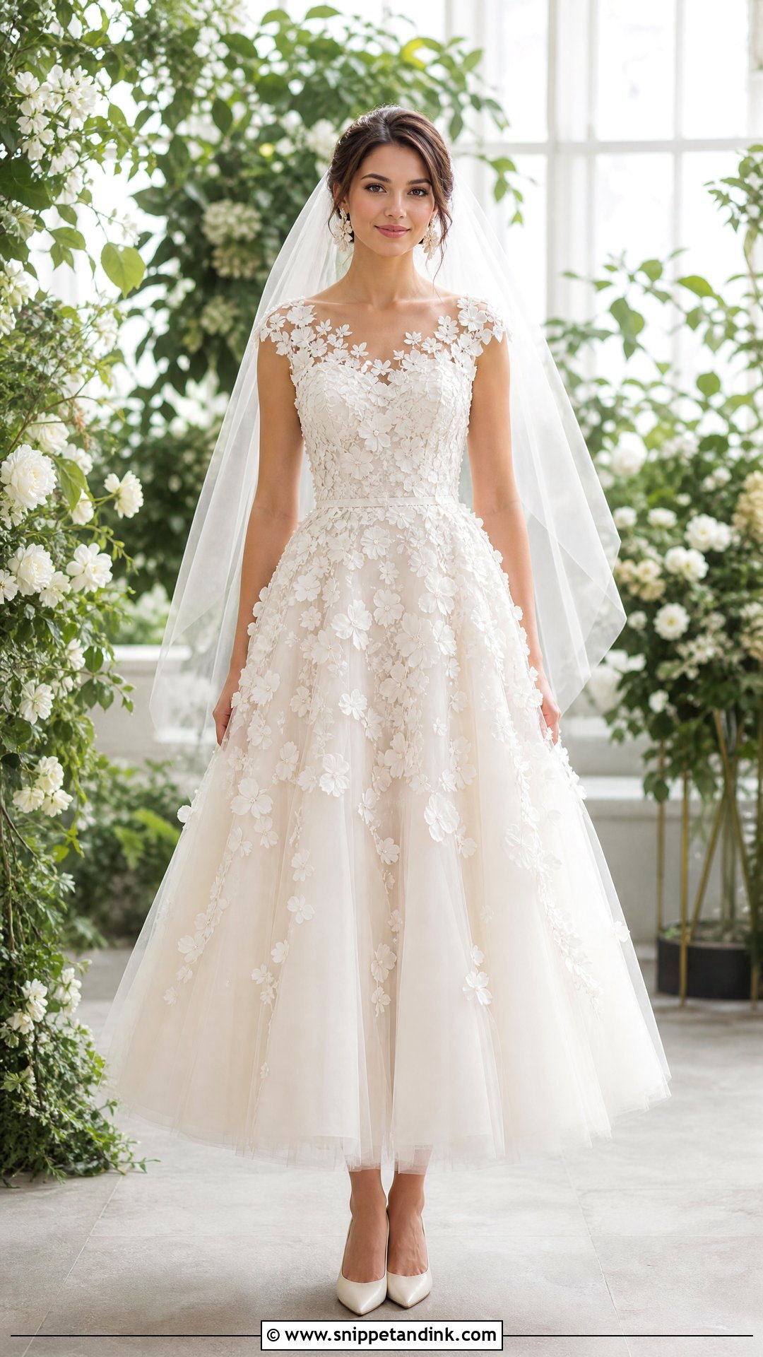 Floral Applique Tulle Skirt Wedding Dress - Snippet and Ink - 20 Tulle Skirt Wedding Dress Ideas