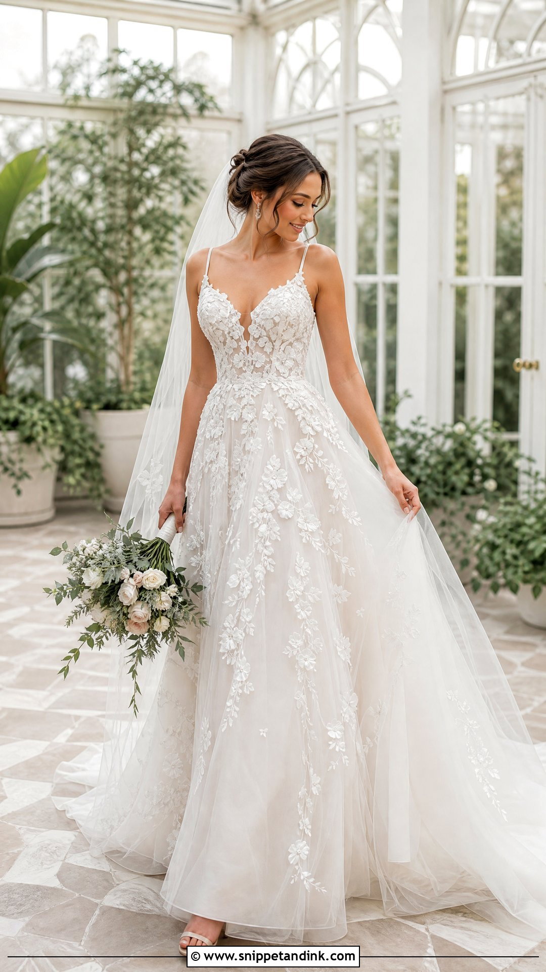 Floral Applique Tulle Wedding Dress - Snippet and Ink - 20 Sewing Wedding Dress Ideas