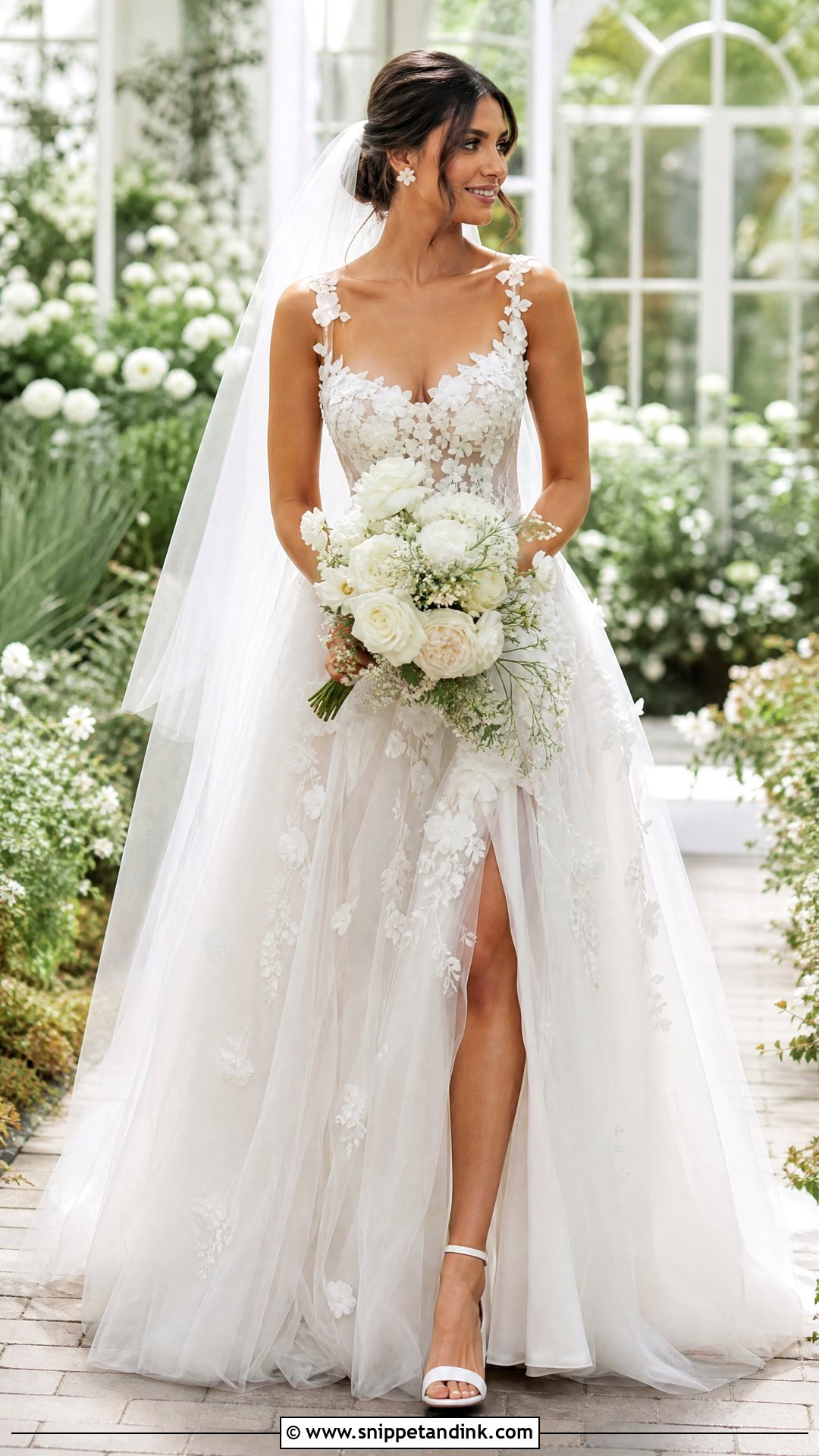 Floral Applique Tulle Wedding Dress - Snippet and Ink - 20 Tulle Wedding Dresses