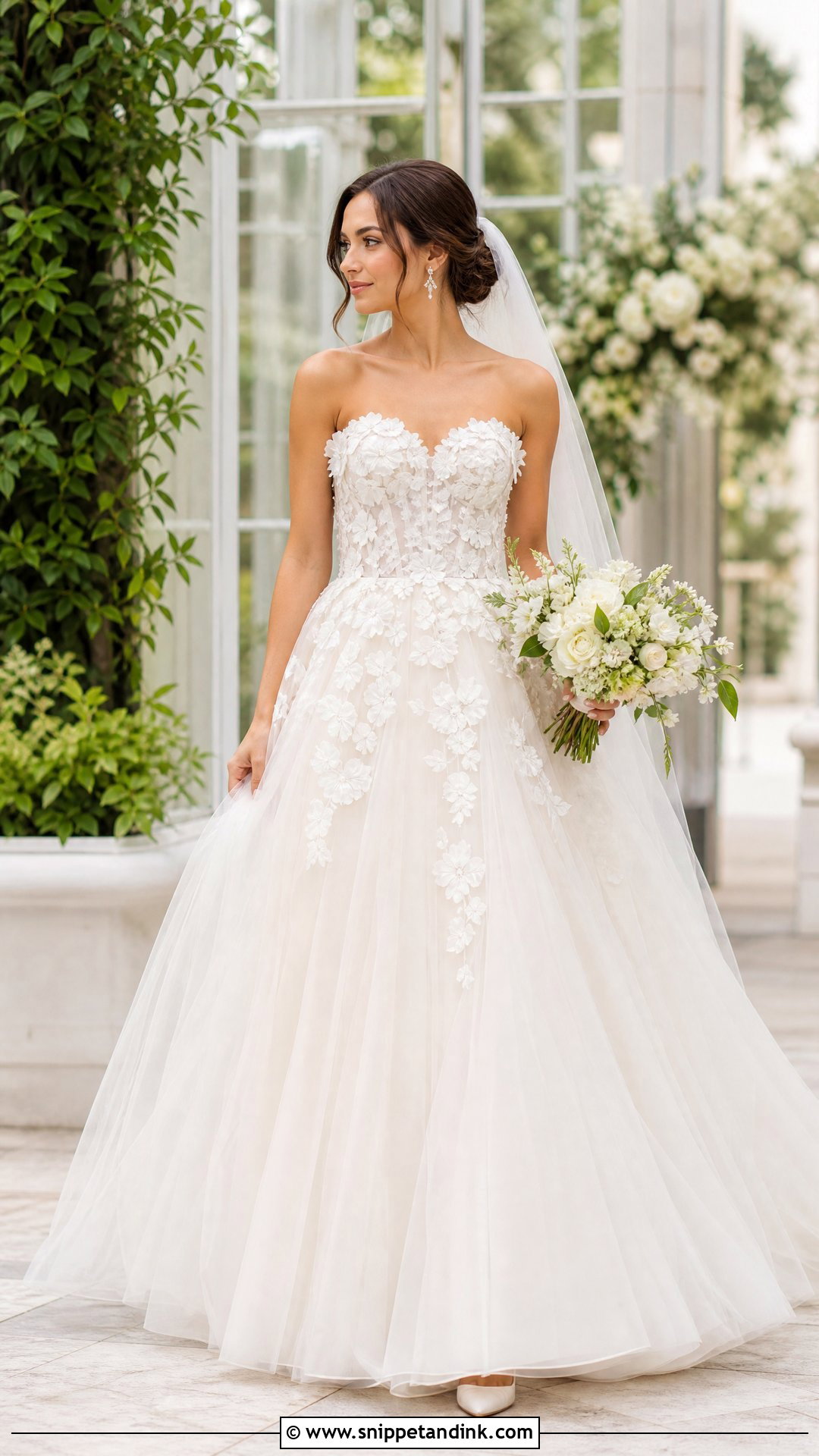 Floral Applique Tulle Wedding Dress Ballgown - Snippet and Ink - 20 Luxury Wedding Dress Ballgown Ideas