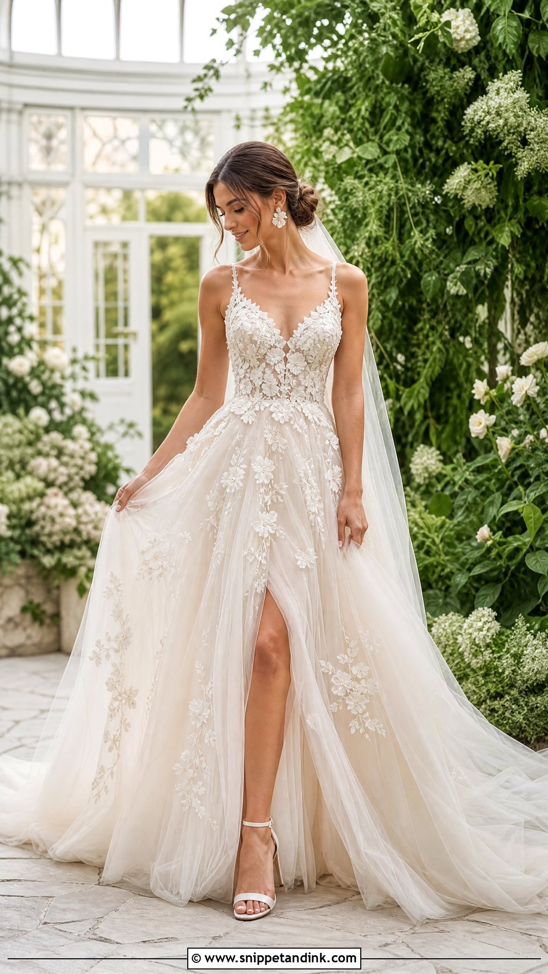 Floral Applique Tulle Wedding Gown - Snippet and Ink - 25 Tulle Wedding Gown Ideas
