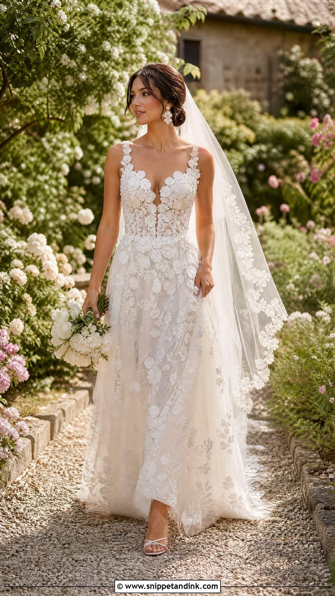 Floral Applique Tuscan Wedding Dress - Snippet and Ink - 20 Tuscan Wedding Dress Ideas
