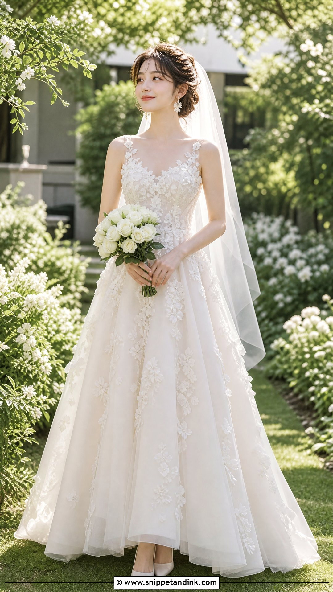 Floral Applique Ulzzang Wedding Dress - Snippet and Ink - 20 Ulzzang Wedding Dress Ideas