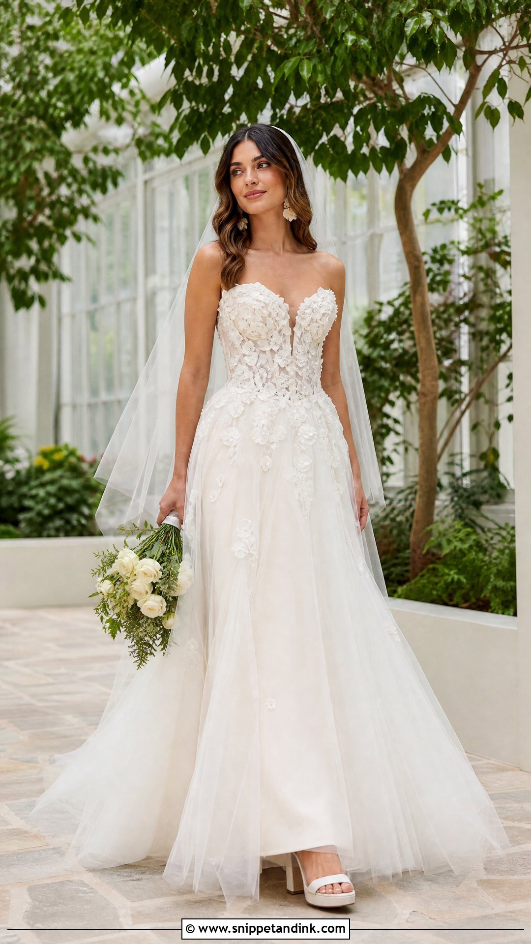 Floral Applique V Waist Wedding Dress - Snippet and Ink - 25 V Waist Wedding Dress Ideas