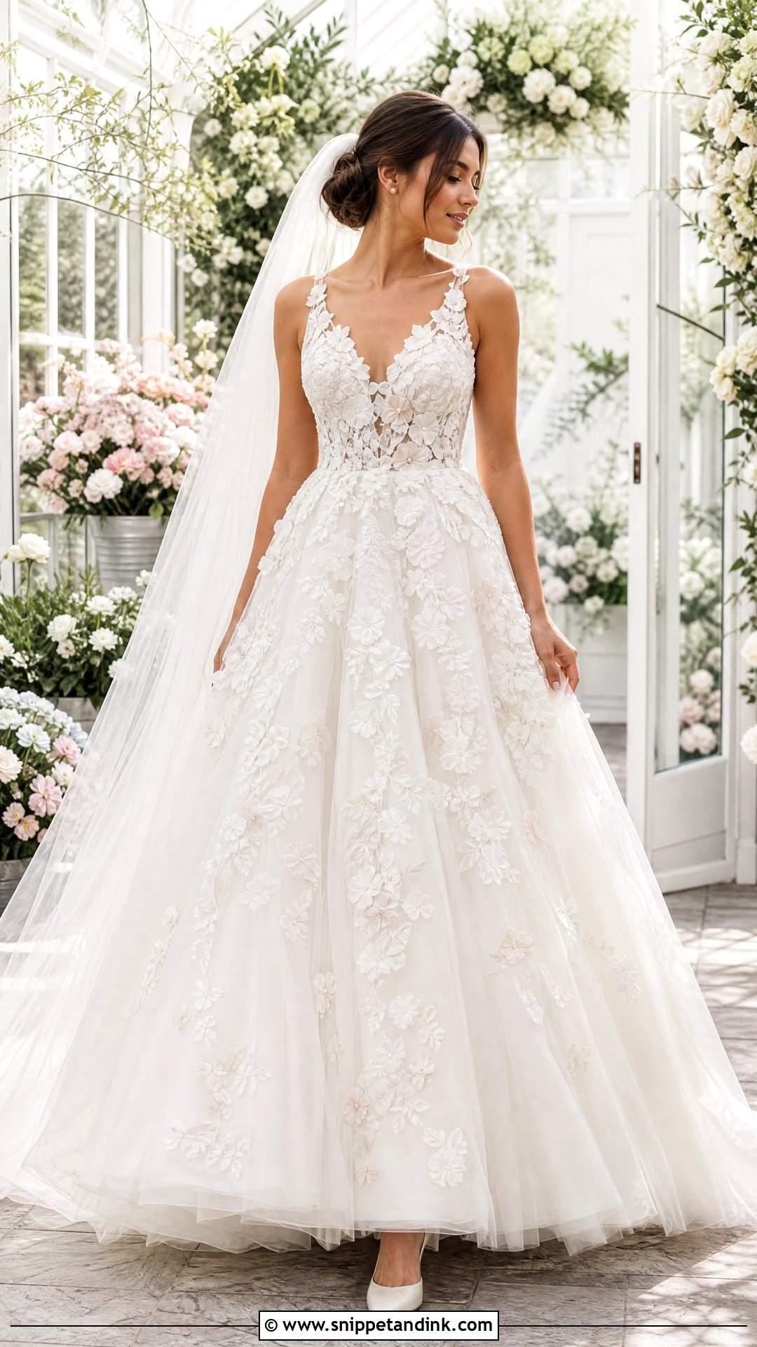 Floral Applique Wedding Ballgown - Snippet and Ink - 20 Wedding Ballgown Ideas