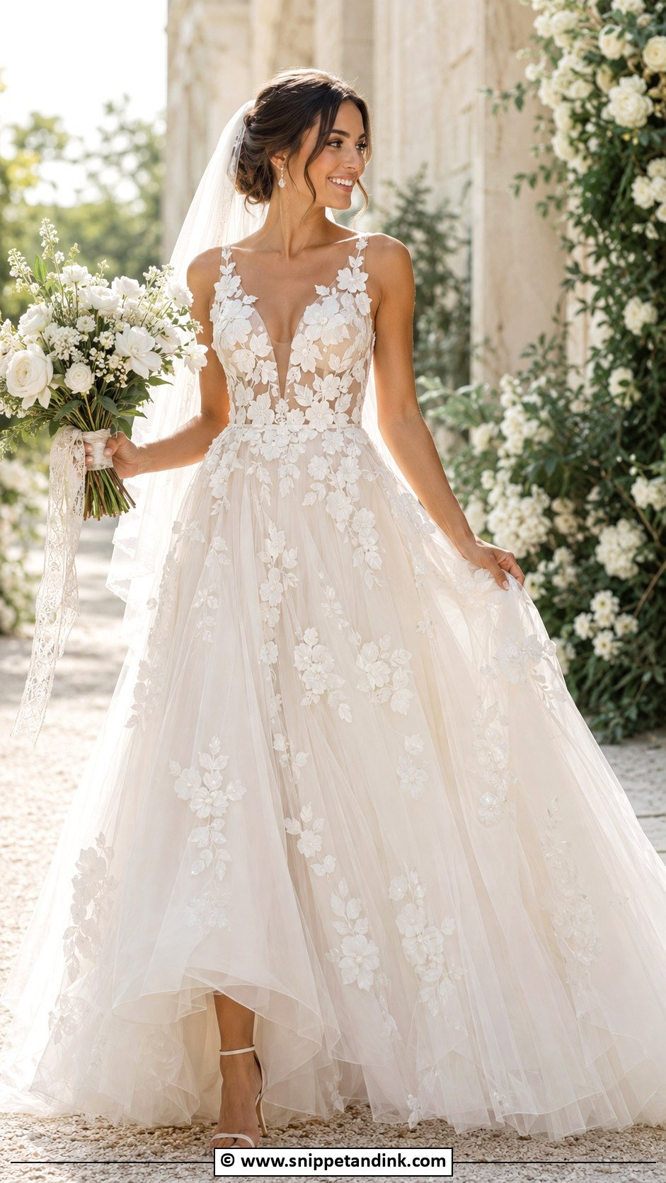 Floral Applique Wedding Dress - Snippet and Ink - 30 Cute Wedding Dress Ideas