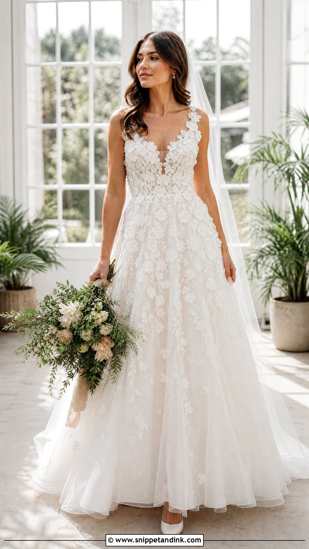 Floral Applique Wedding Dress - Snippet and Ink - 20 Wedding Bridal Dress Ideas