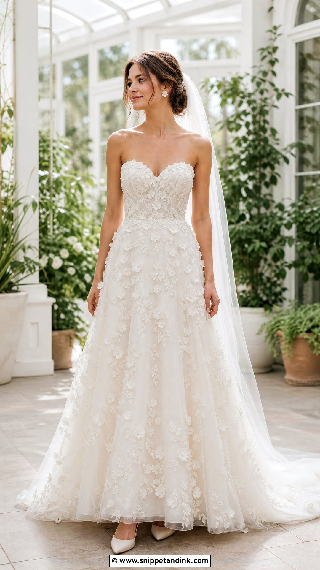 Floral Applique Wedding Dress - Snippet and Ink - 20 Wedding Dress for Small Bust Ideas