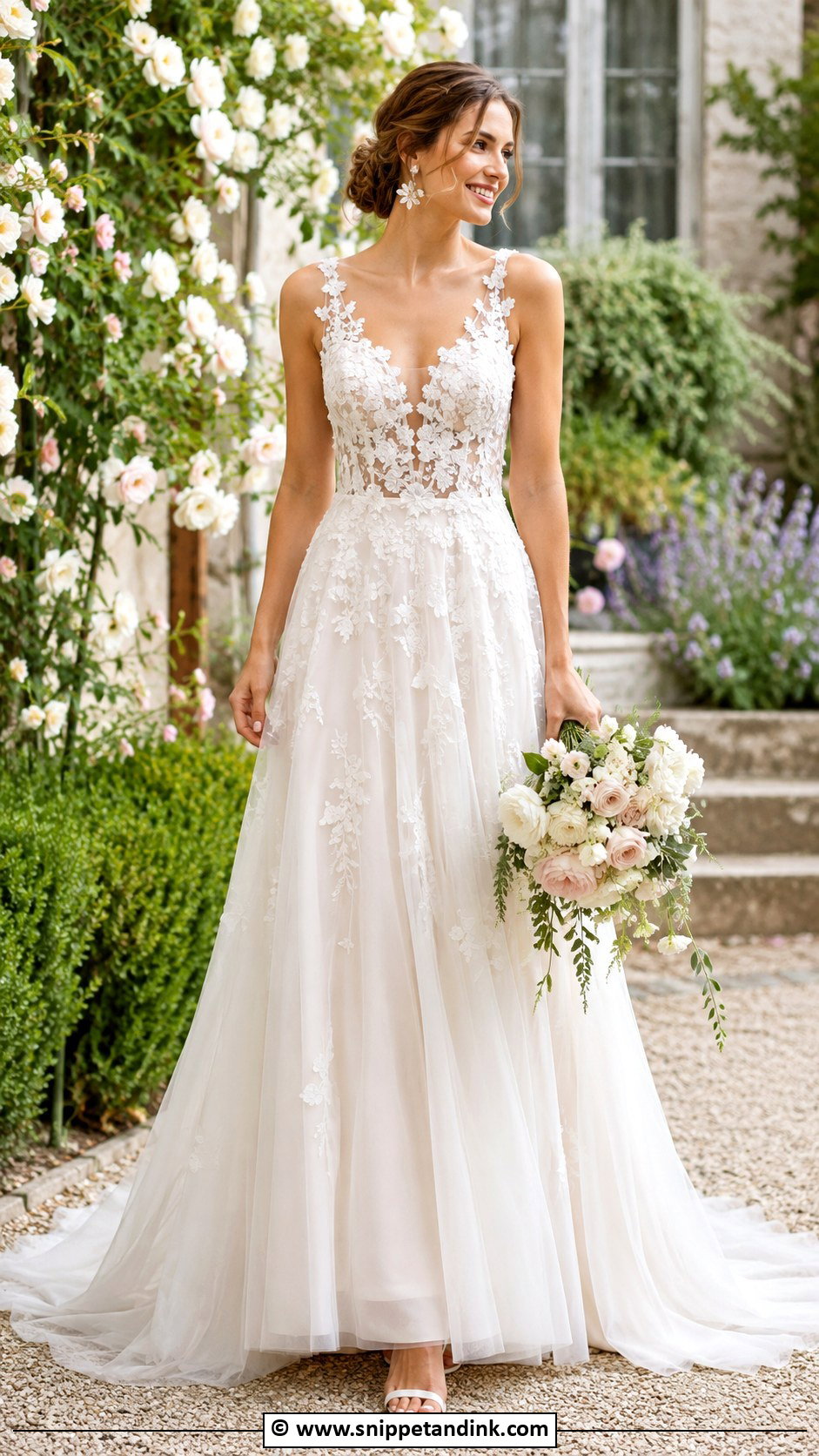 Floral Applique Wedding Dress - Snippet and Ink - 30 Cute Wedding Dresses