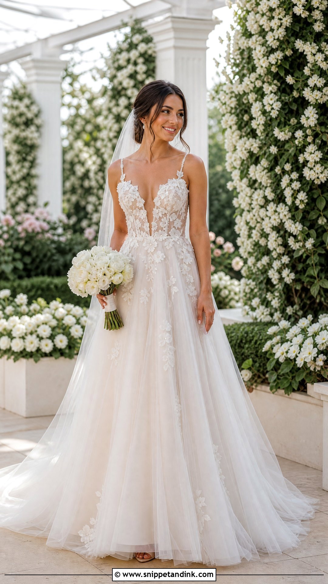 Floral Applique Wedding Dress - Snippet and Ink - 20 Wedding Dress Top Styles