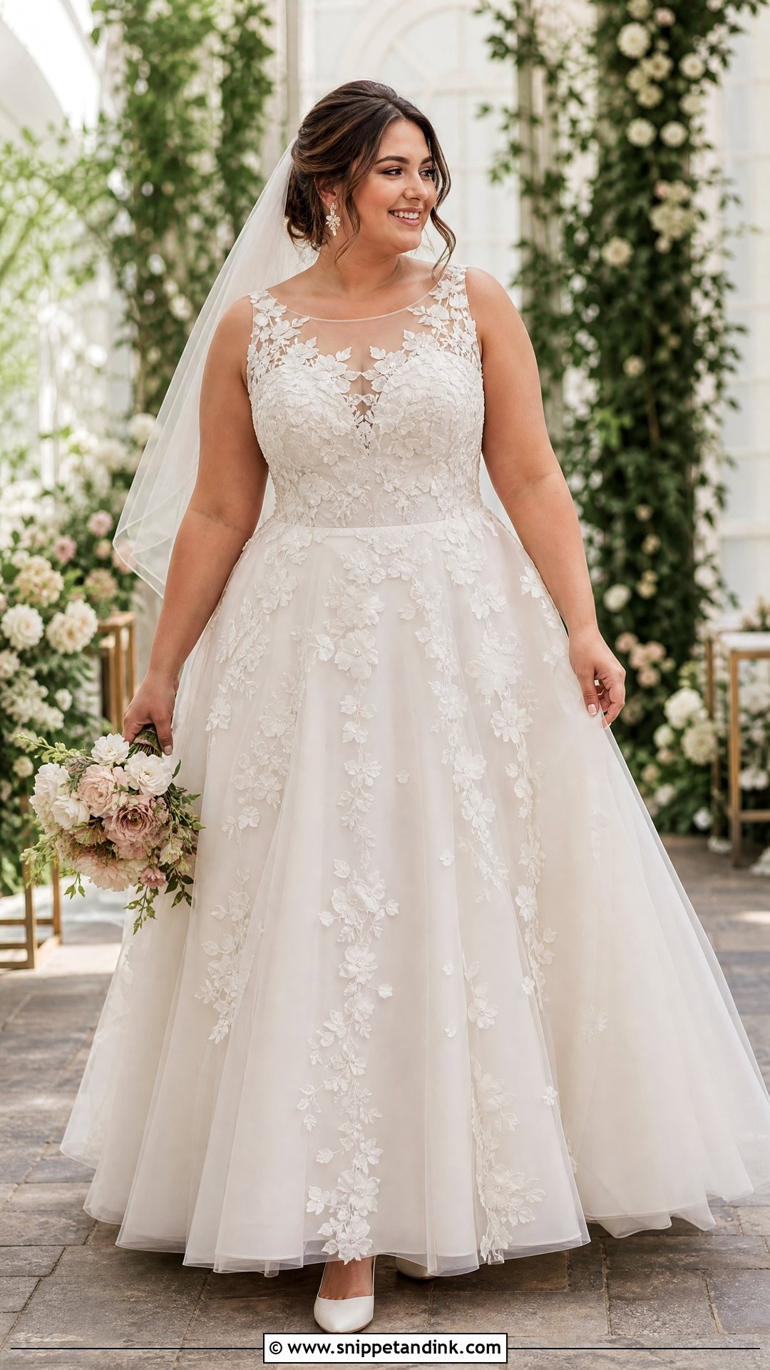 Floral Applique Wedding Dress - Snippet and Ink - 20 Wedding Dresses for Chubby Brides
