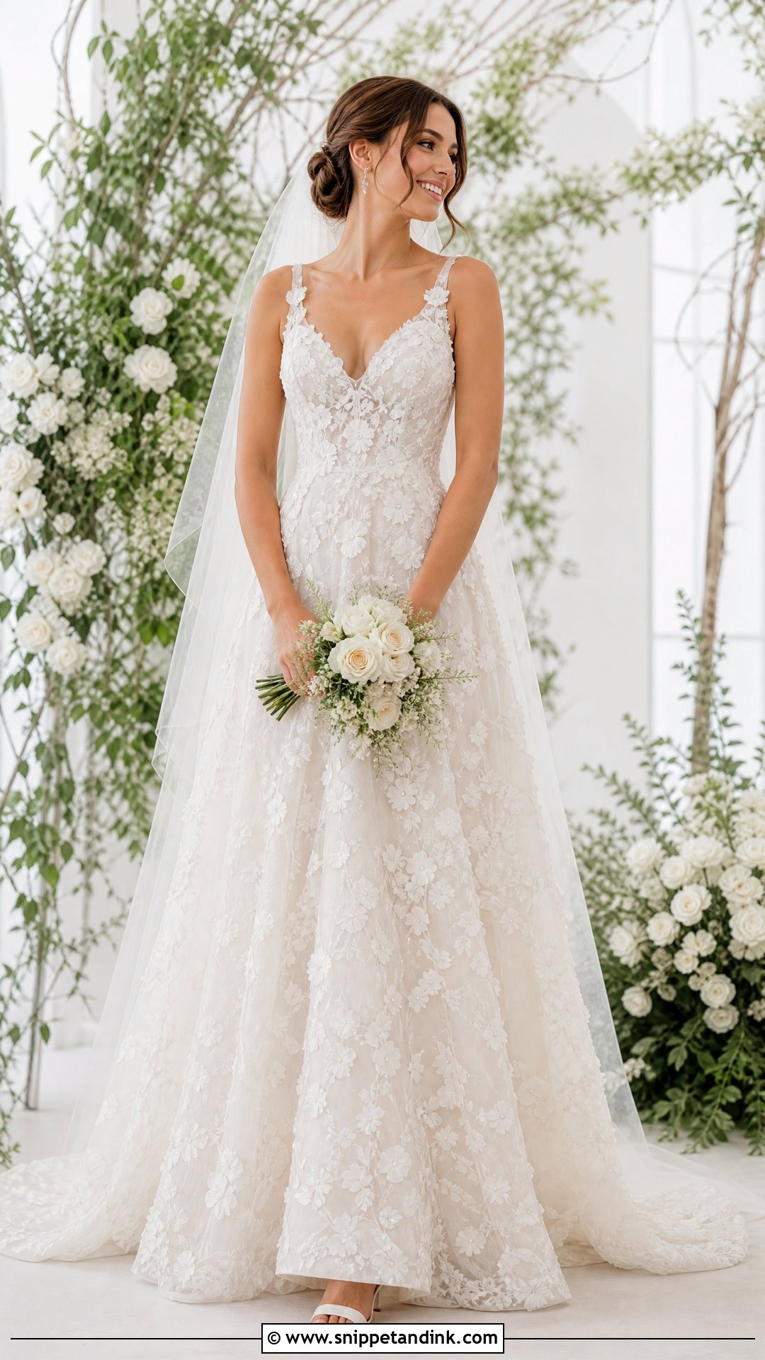 Floral Applique Wedding Dress - Snippet and Ink - 20 Wedding Vogue Ideas