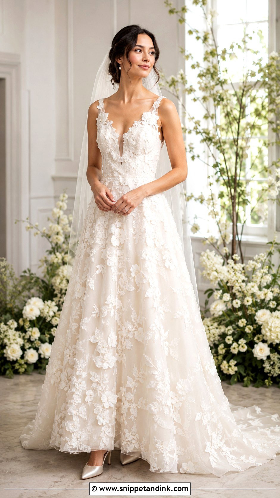 Floral Applique Wedding Dress - Snippet and Ink - 20 Ladies Wedding Dress Ideas