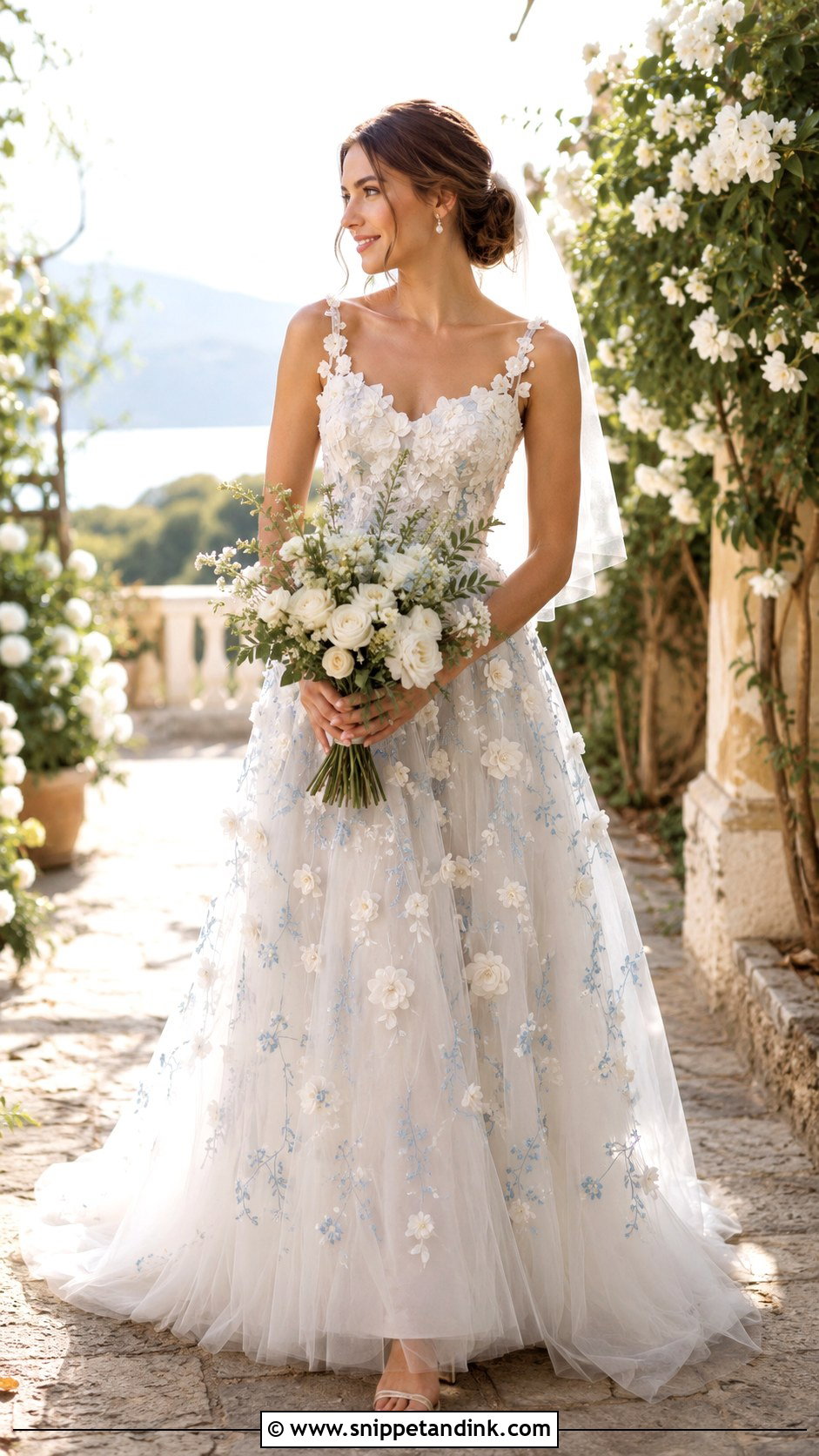 Floral Applique Wedding Dress - Snippet and Ink - 20 Mediterranean Wedding Dress Ideas