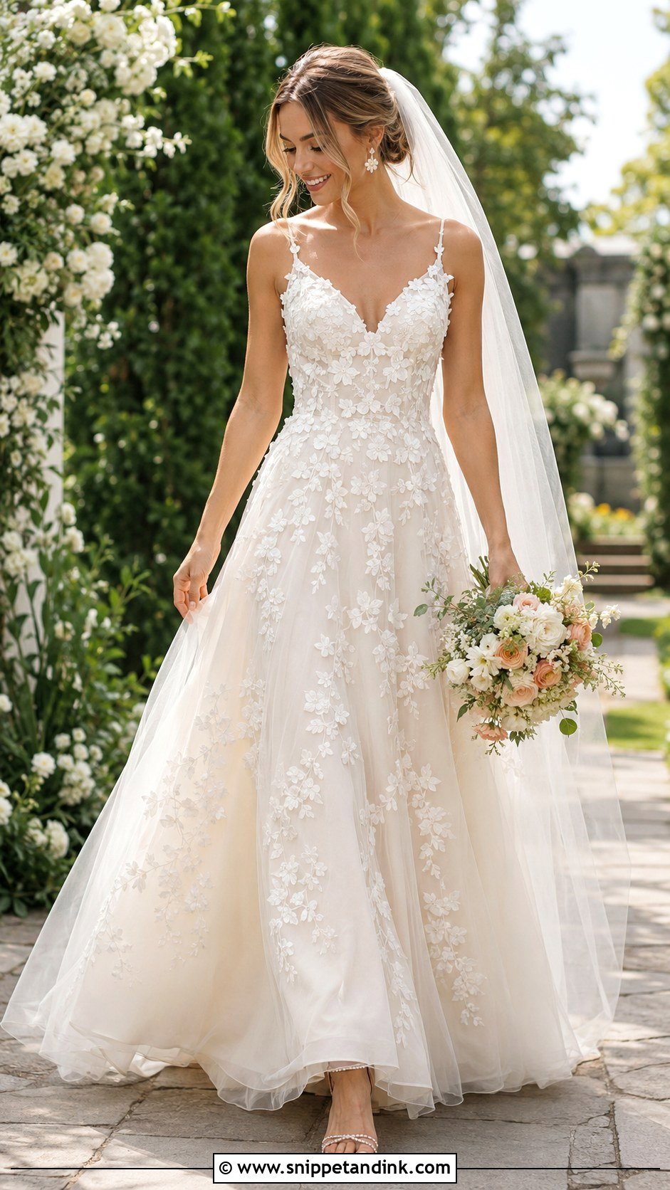 Floral Applique Wedding Dress - Snippet and Ink - 20 Nice Wedding Dresses