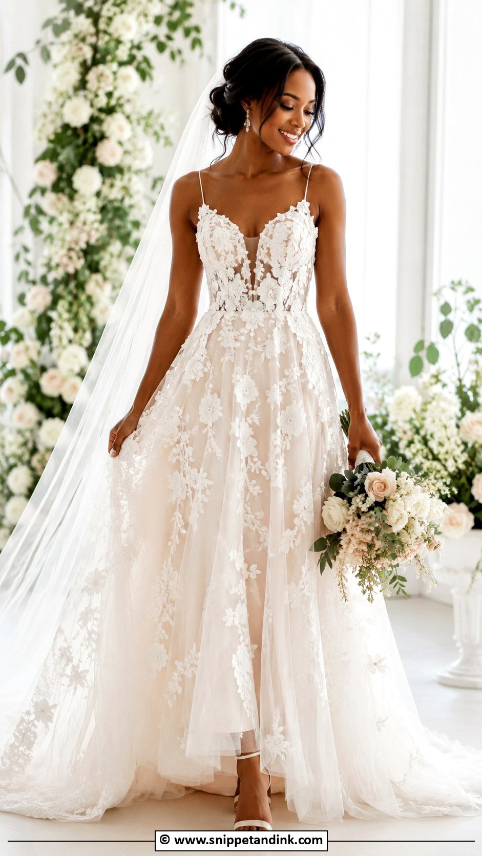 Floral Applique Wedding Dress - Snippet and Ink - 30 Dream Wedding Dresses Black Women