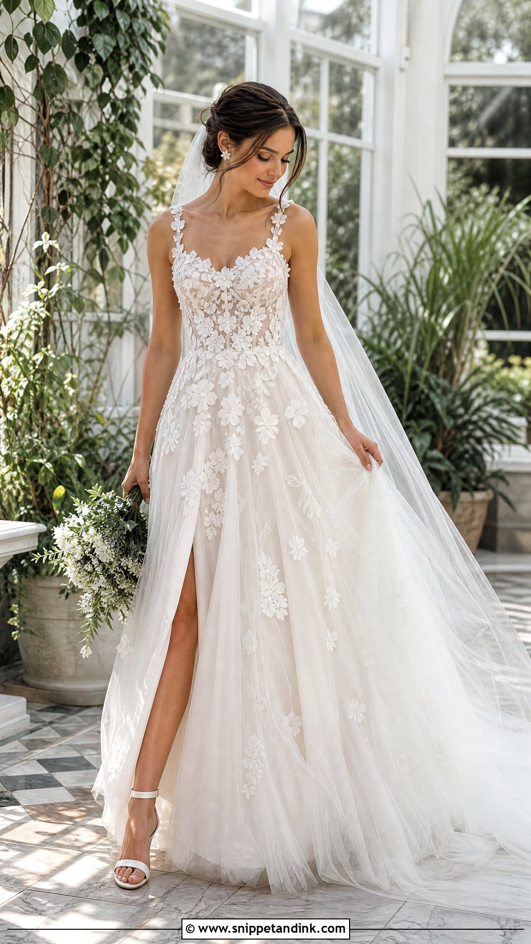Floral Applique Wedding Dress - Snippet and Ink - 20 Prettiest Wedding Dress Ideas