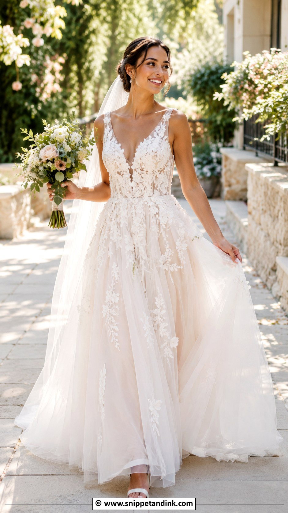 Floral Applique Wedding Dress - Snippet and Ink - 30 Elegant Wedding Dresses