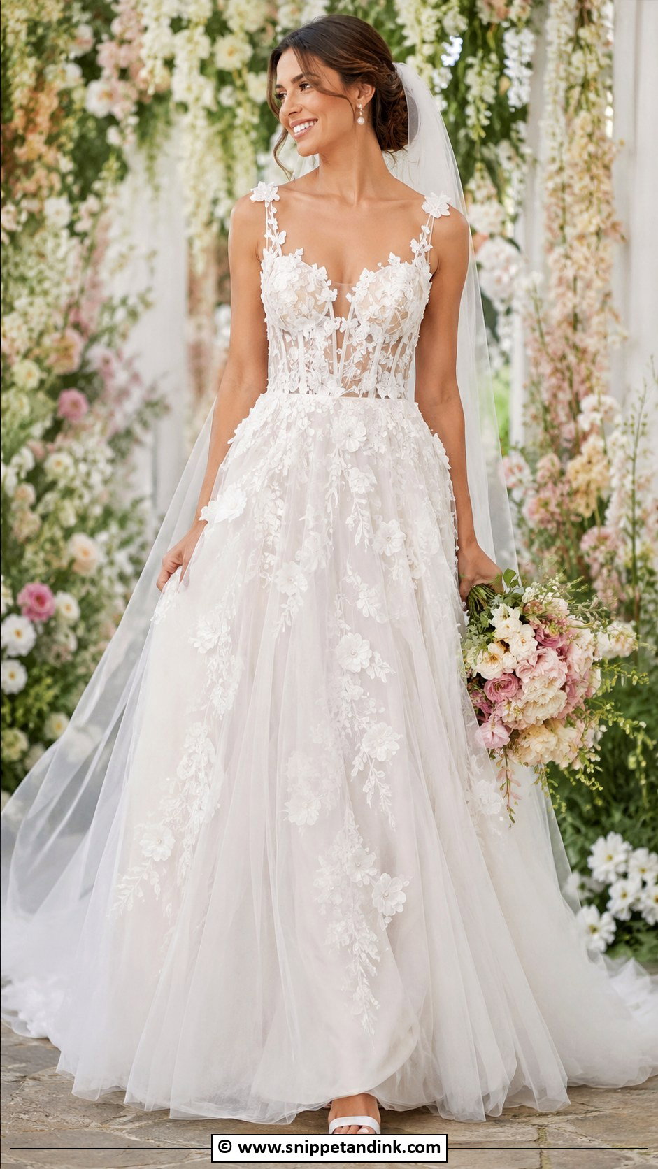 Floral Applique Wedding Dress - Snippet and Ink - 30 Flowy Wedding Dress Ideas