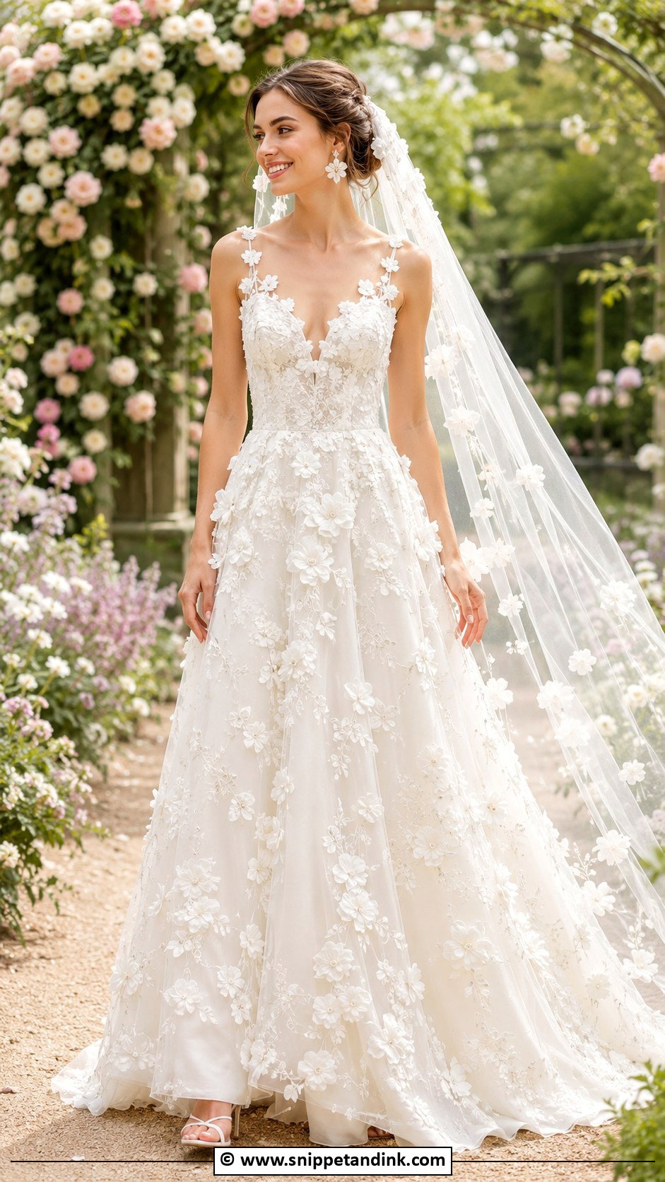 Floral Applique Wedding Dress - Snippet and Ink - 30 Mystical Wedding Dress Ideas
