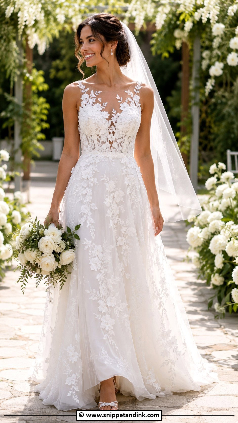 Floral Applique Wedding Dress - Snippet and Ink - 30 Pretty Wedding Dresses