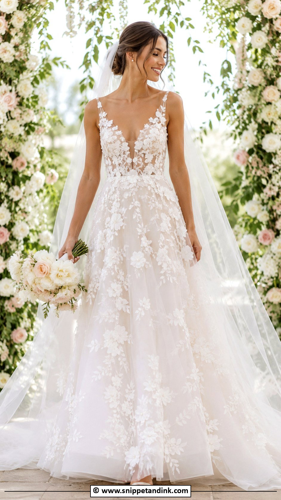 Floral Applique Wedding Dress - Snippet and Ink - 30 Romantic Wedding Dress Ideas