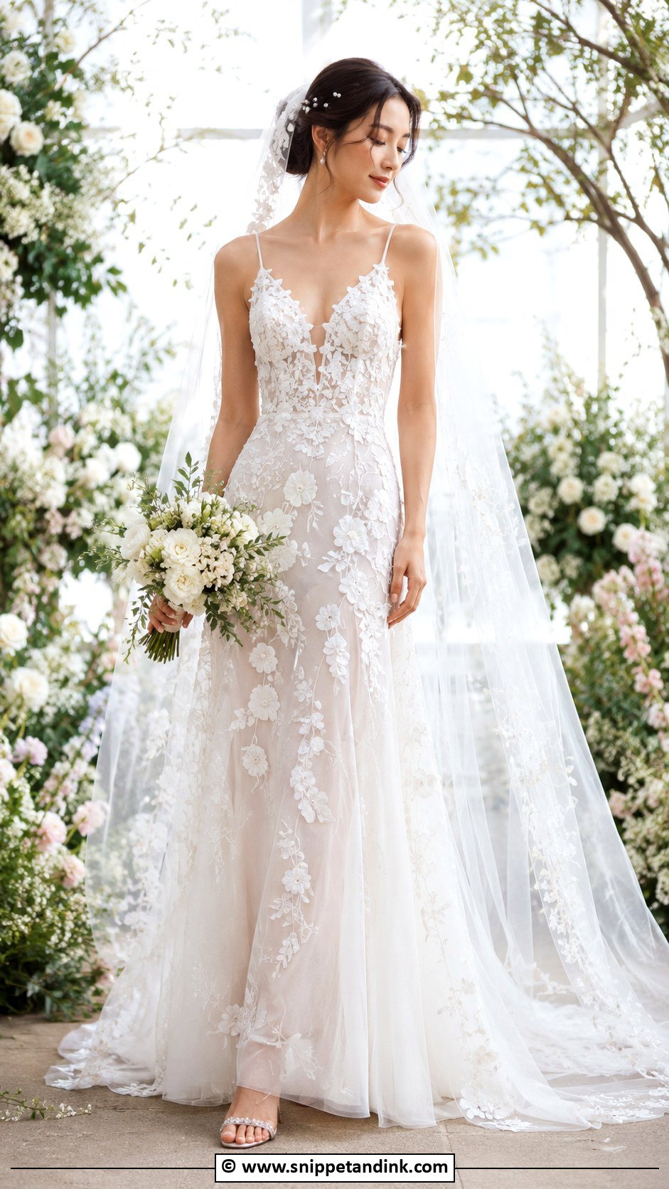 Floral Applique Wedding Dress - Snippet and Ink - 30 Wedding Dress 2025 Ideas