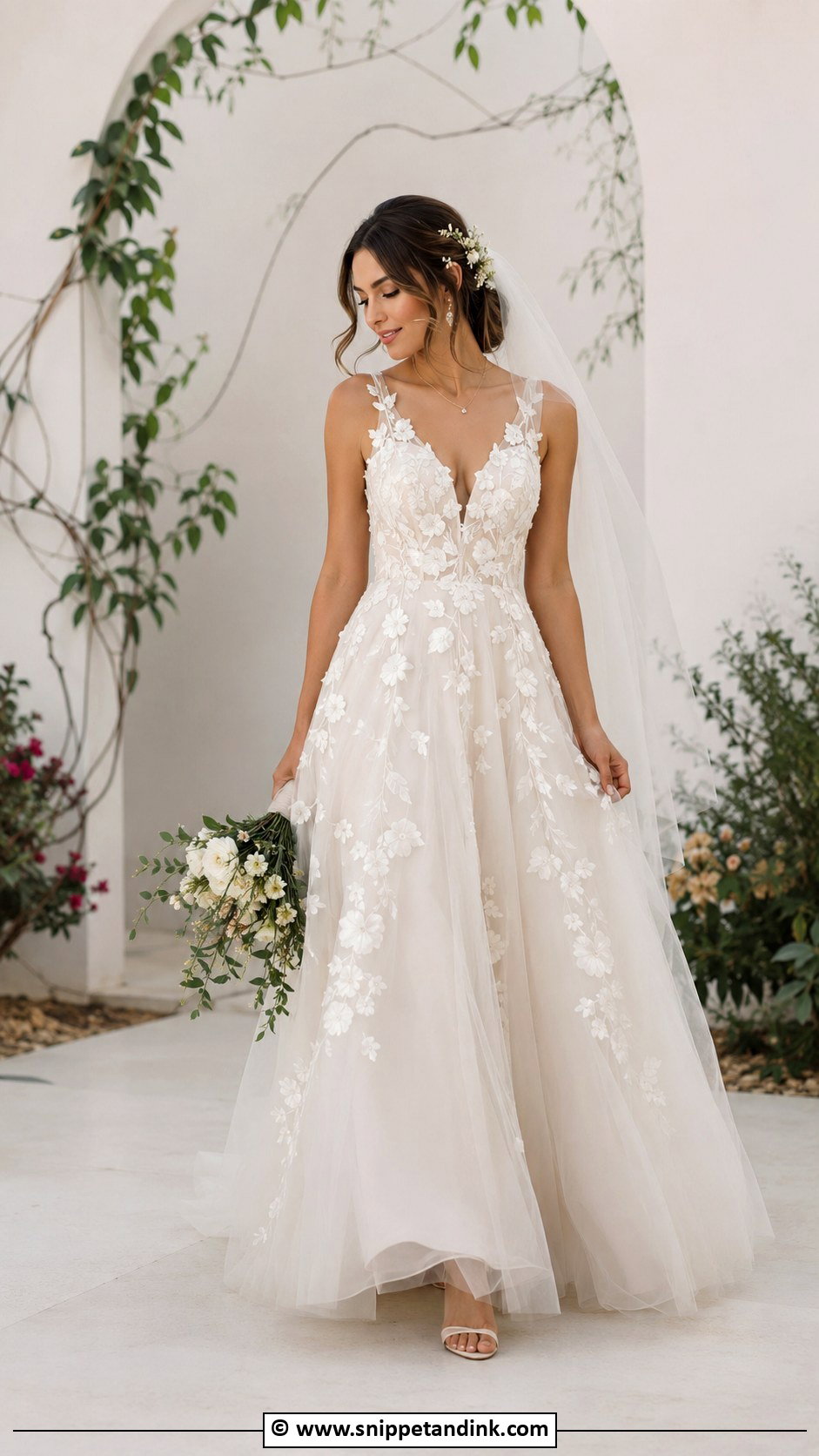 Floral Applique Wedding Dress - Snippet and Ink - 30 Wedding Dress 2024 Ideas
