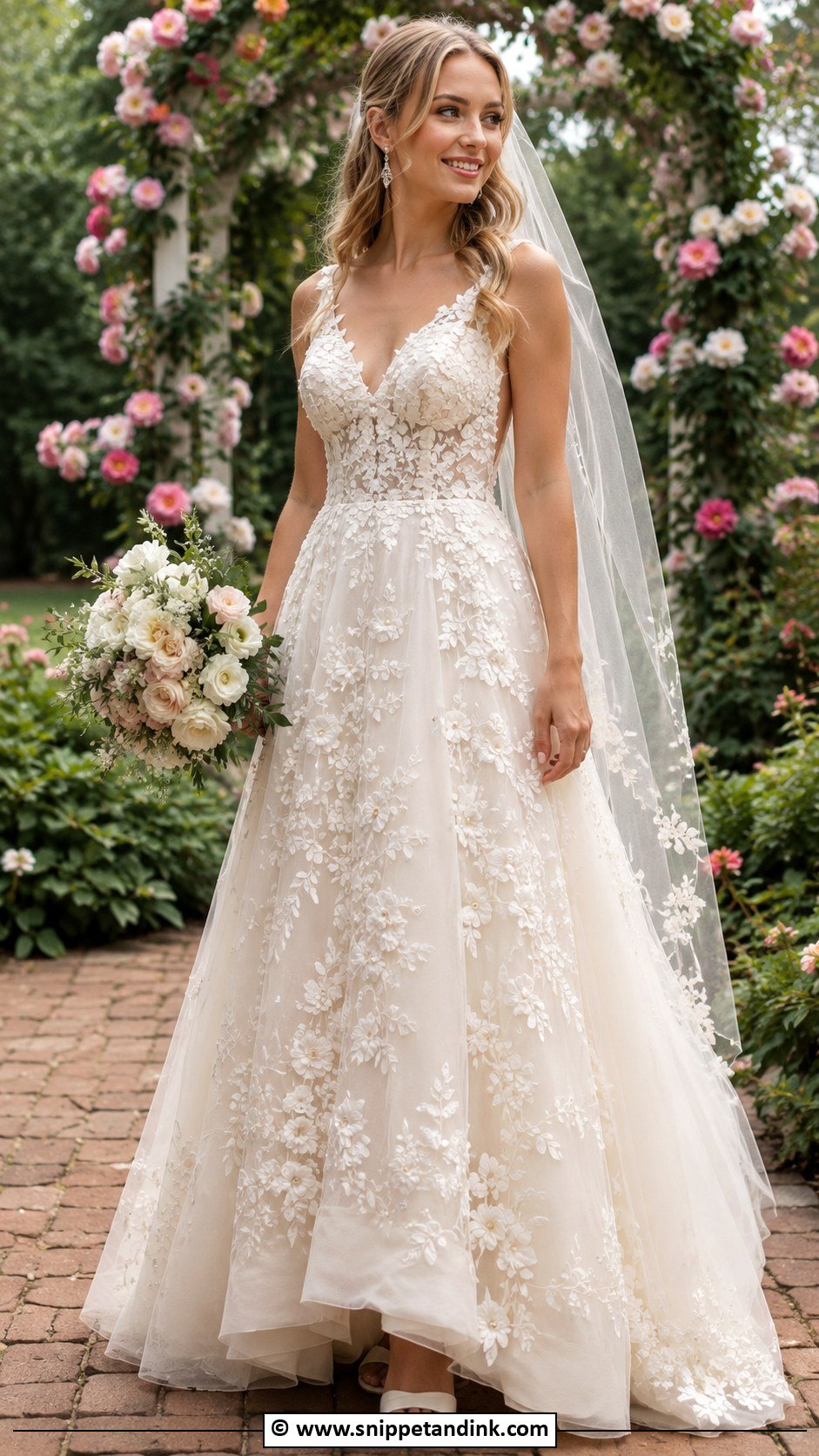 Floral Applique Wedding Dress - Snippet and Ink - 30 Wedding Dress Aesthetic Ideas