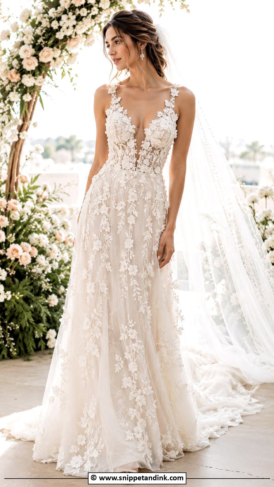 Floral Applique Wedding Dress - Snippet and Ink - 30 Wedding Dress Inspiration Ideas