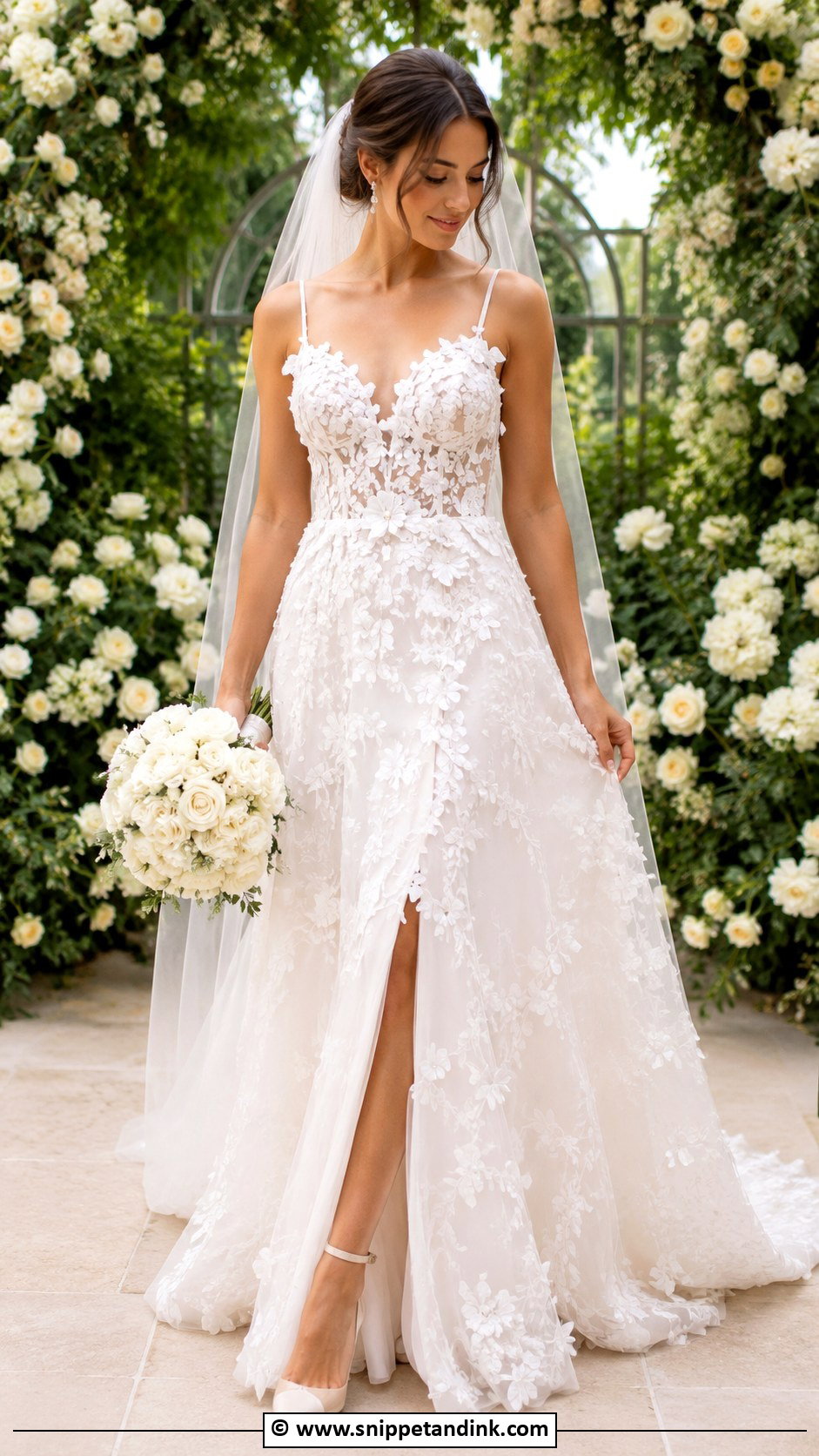 Floral Applique Wedding Dress - Snippet and Ink - 30 Wedding Dress Inspo Ideas