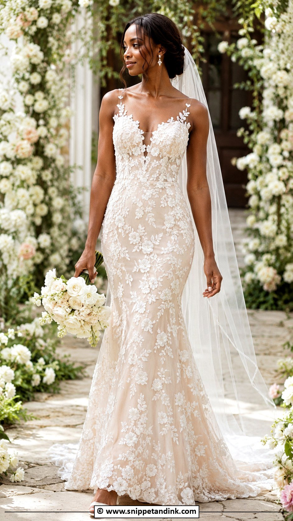 Floral Applique Wedding Dress - Snippet and Ink - 30 Wedding Dresses Black Women
