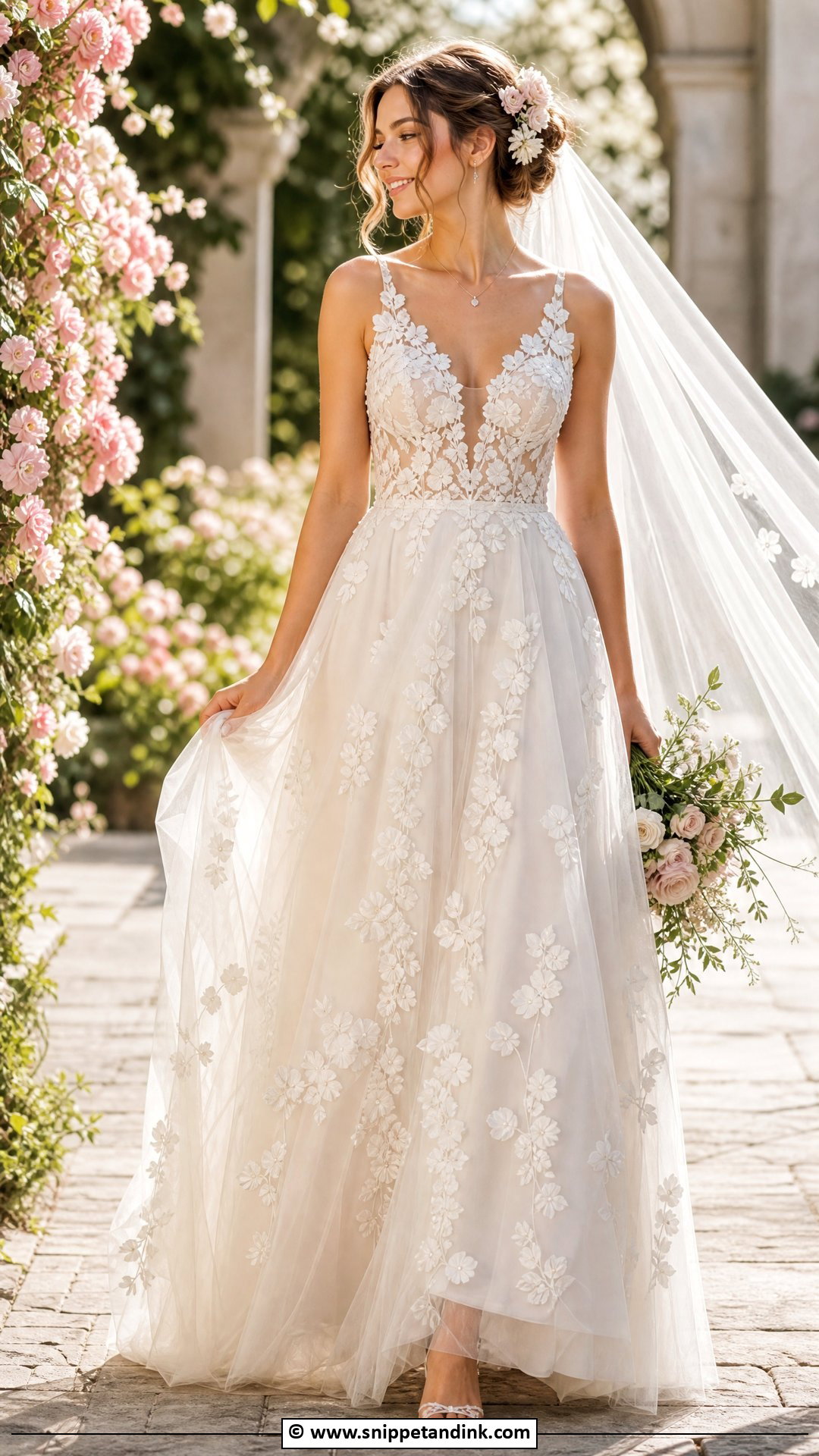 Floral Applique Wedding Dress - Snippet and Ink - 35 2025 Wedding Dresses