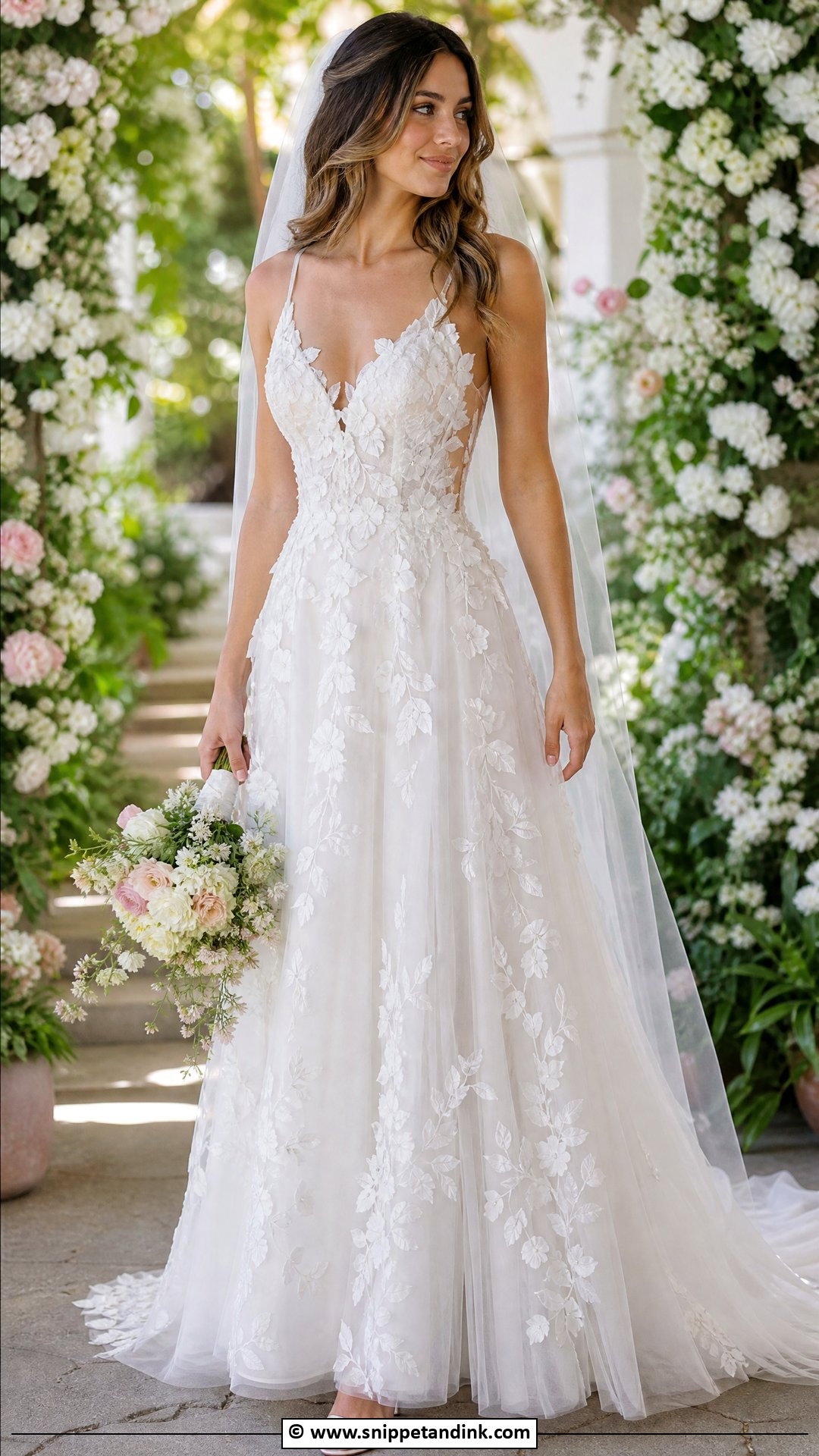 Floral Applique Wedding Dress - Snippet and Ink - 35 Dream Wedding Dresses