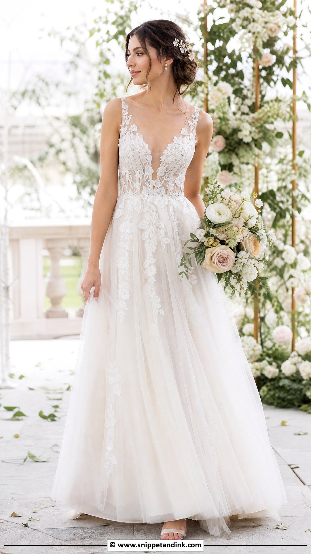 Floral Applique Wedding Dress - Snippet and Ink - 35 Ethereal Wedding Dress Ideas